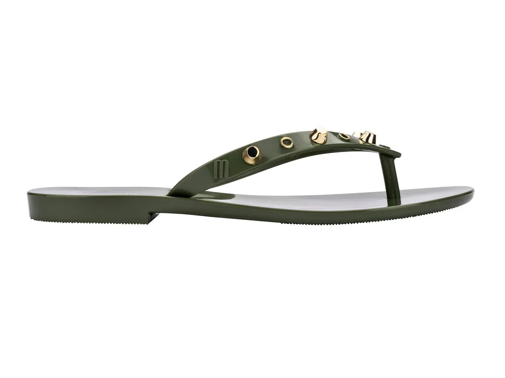 Melissa Harmonic Studs II AD Green Flat Flipflops