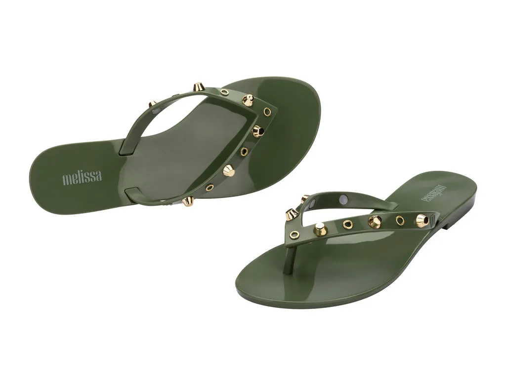 Melissa Harmonic Studs II AD Green Flat Flipflops