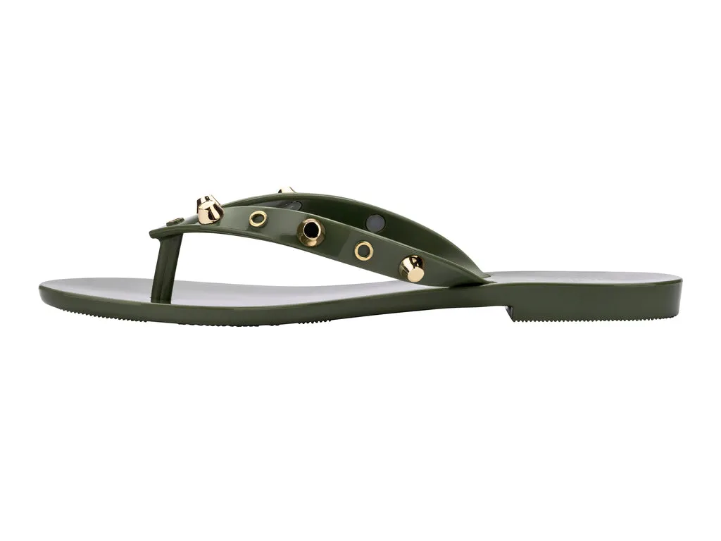 Melissa Harmonic Studs II AD Green Flat Flipflops