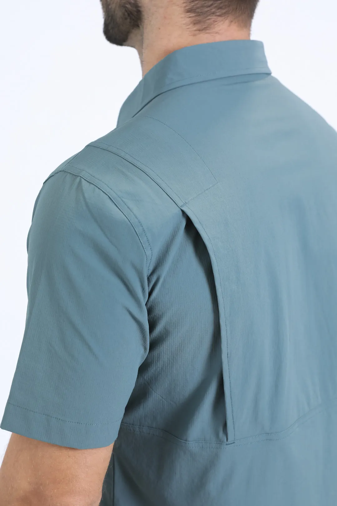 Mens Performance Classic Fit Short Sleeve Teal Shirt