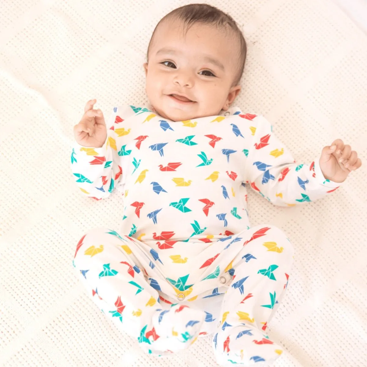 Organic Cotton Sleepsuit with Footsie- Gummy Birds