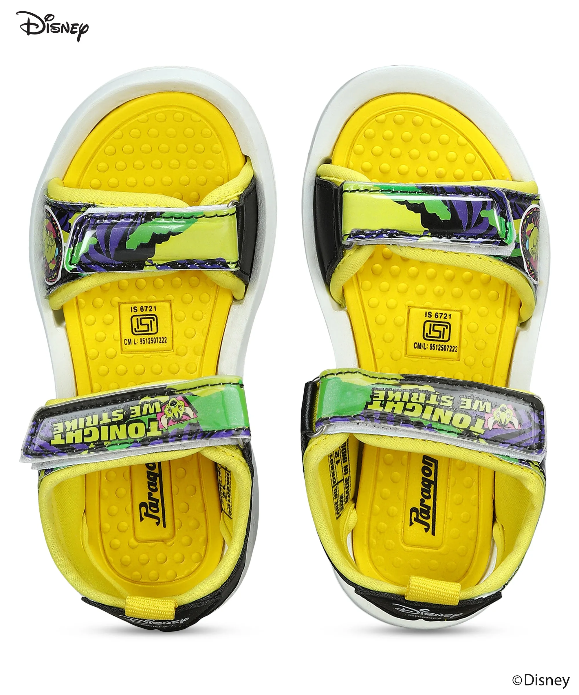Paragon DK8016C Disney Kid's Yellow Velcro Sandals | Comfortable Sole | Trendy & fit for daily use