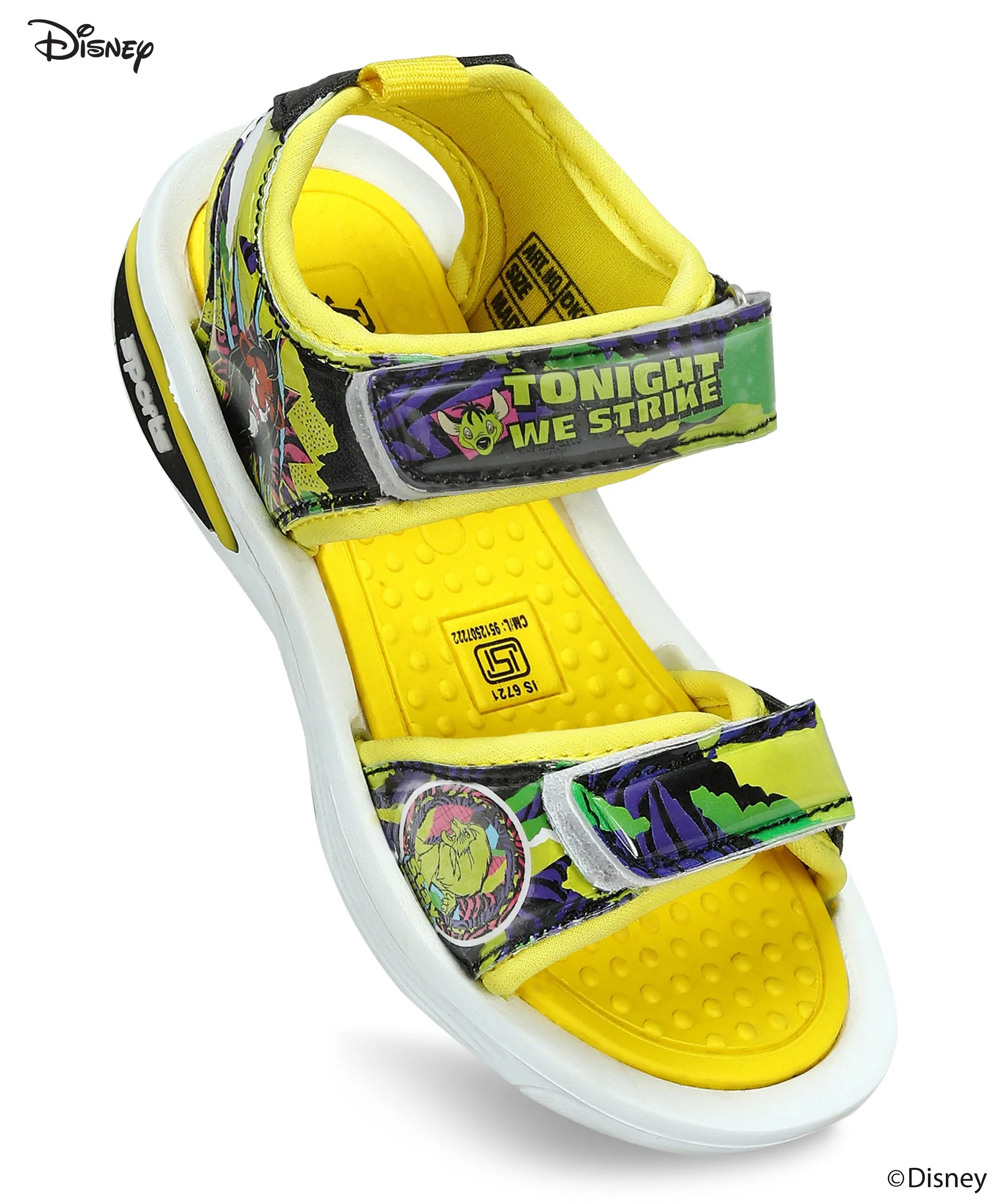 Paragon DK8016C Disney Kid's Yellow Velcro Sandals | Comfortable Sole | Trendy & fit for daily use