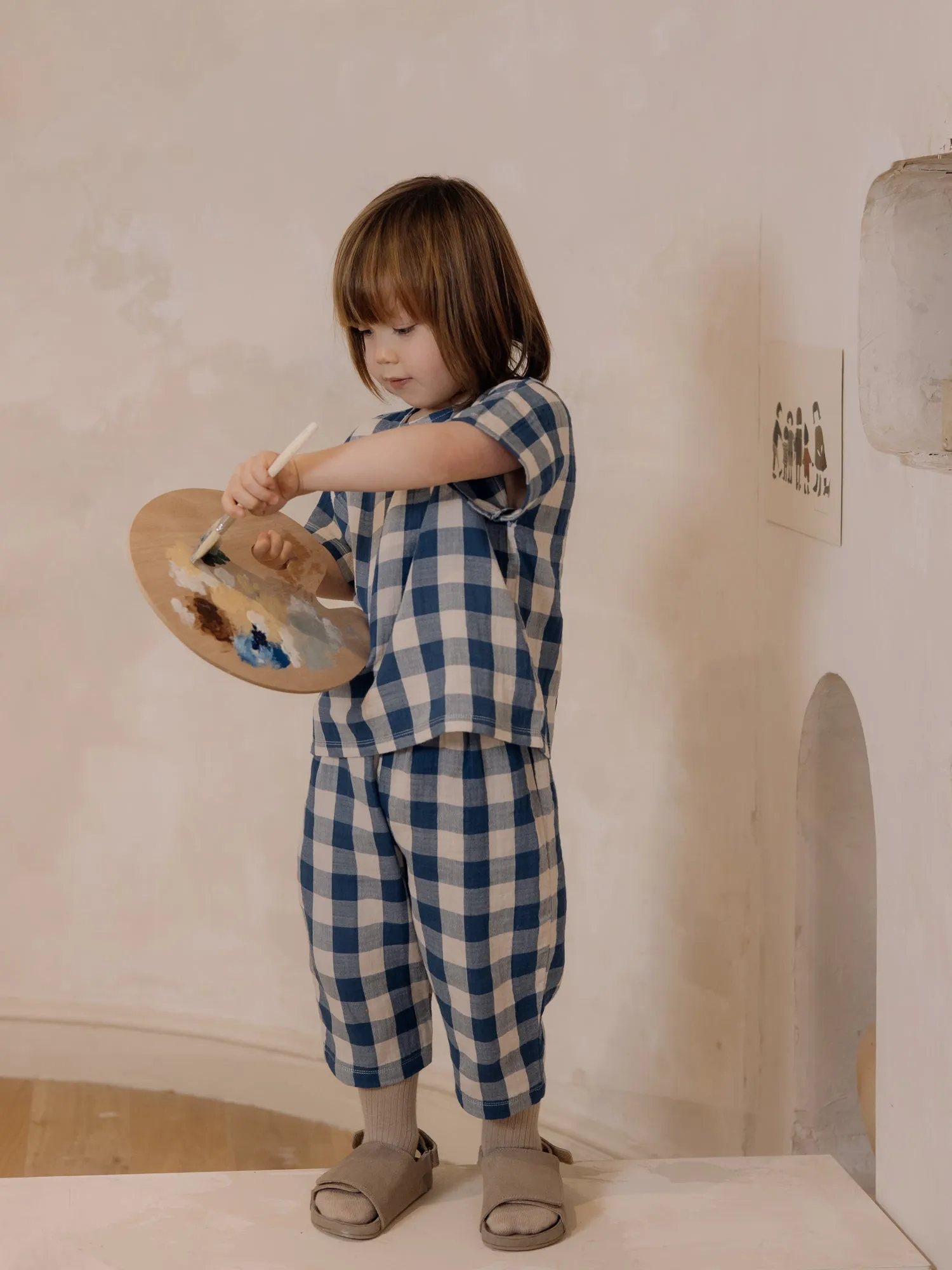 Pottery Blue Gingham Boxy T-shirt