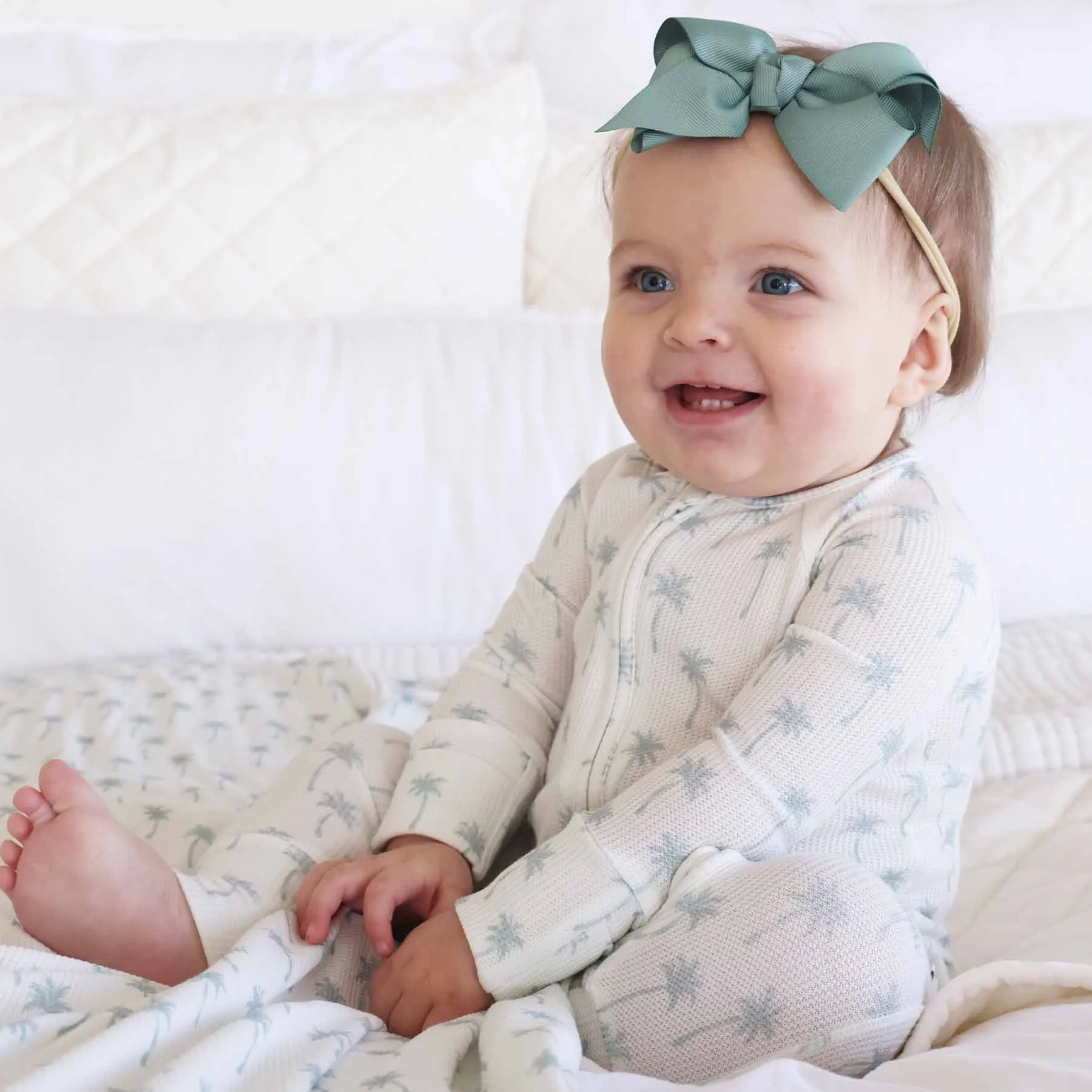 Preppy Palms Waffle Bamboo Convertible Zip Romper