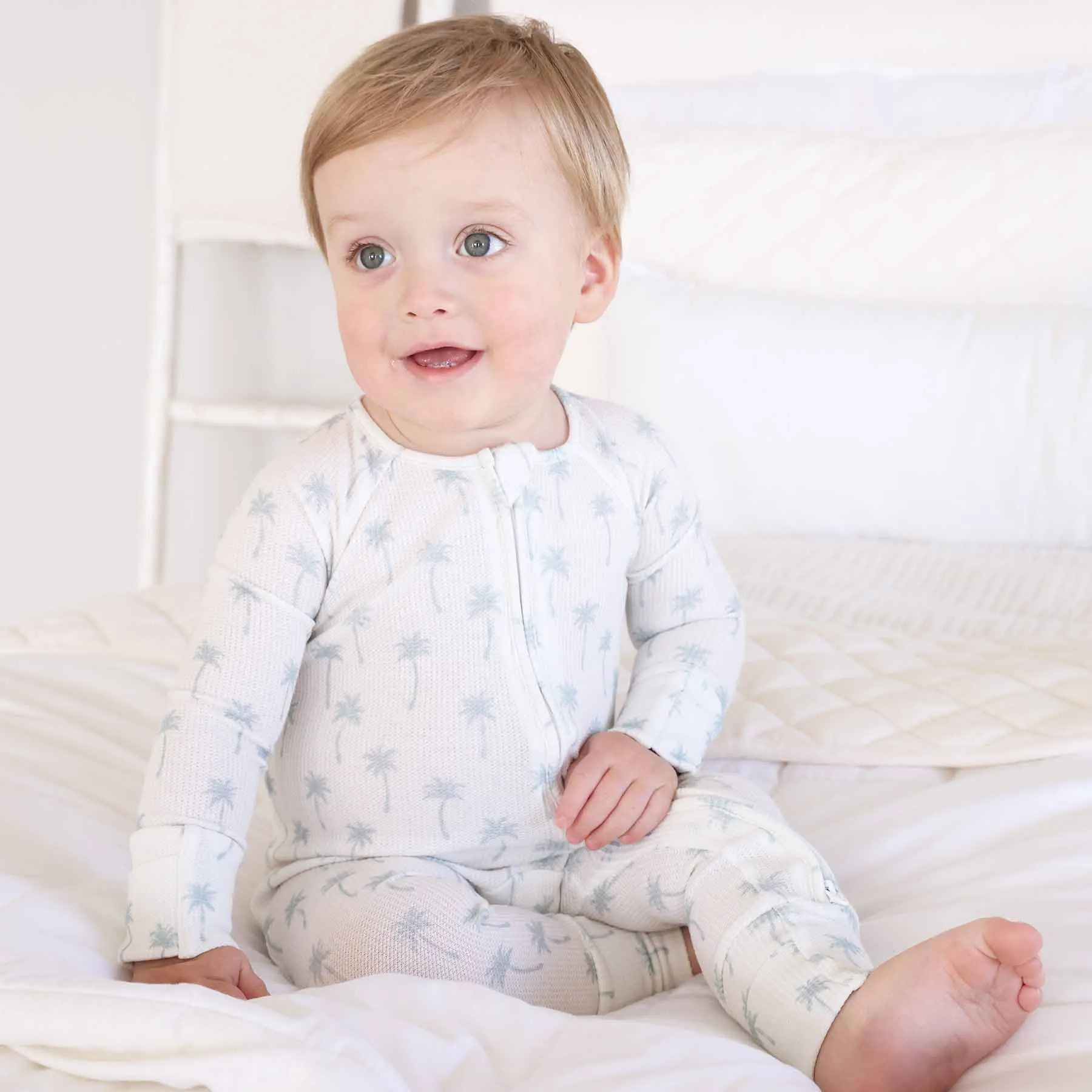 Preppy Palms Waffle Bamboo Convertible Zip Romper