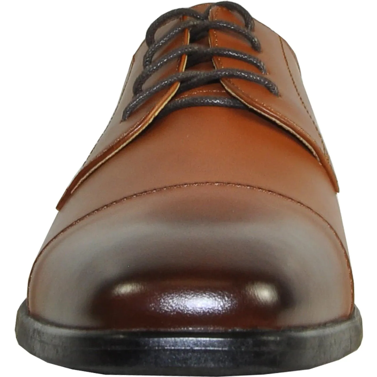 "Antique Brown Oxfords: Bravo Men's Vintage Style Cap Toe Dress Shoes"