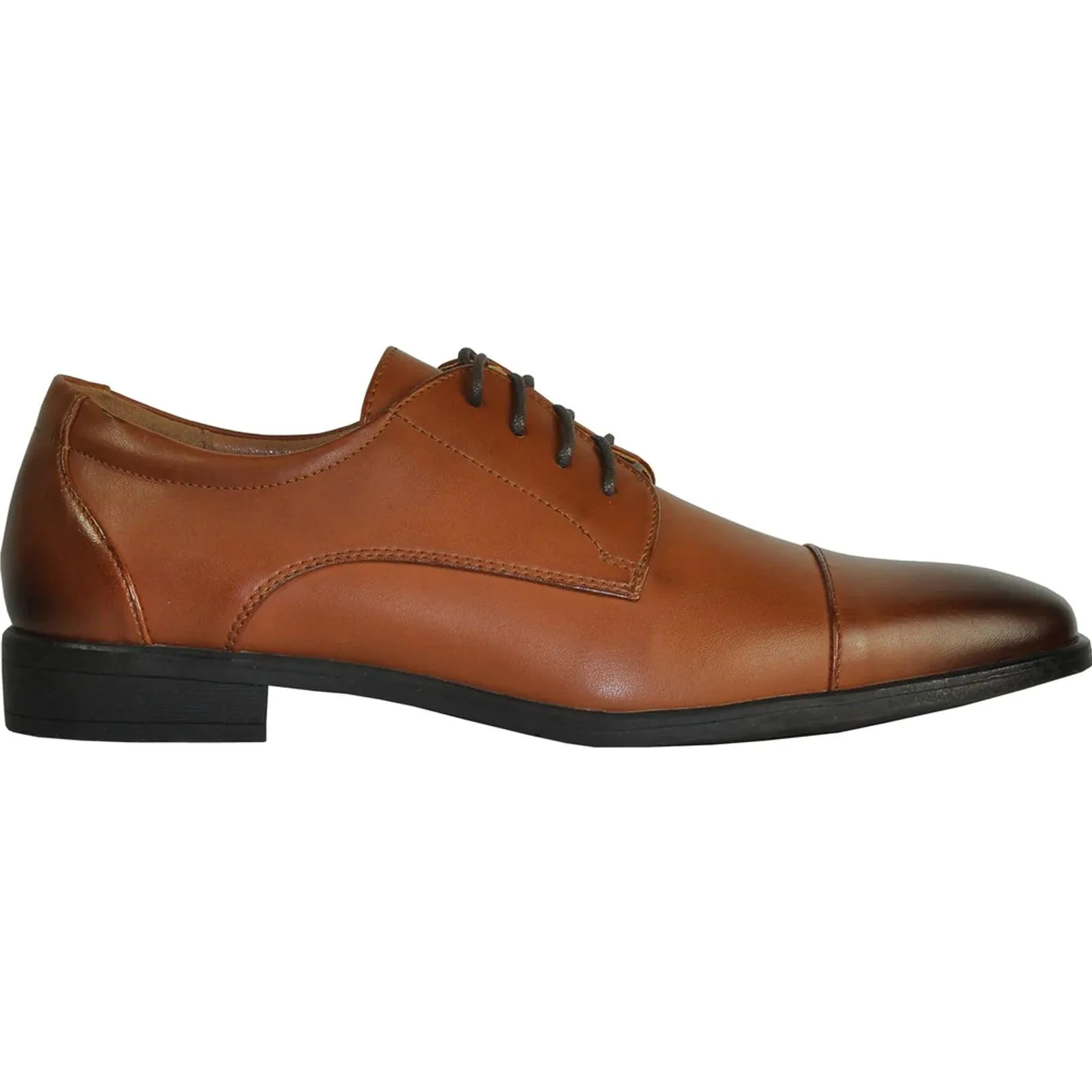 "Antique Brown Oxfords: Bravo Men's Vintage Style Cap Toe Dress Shoes"