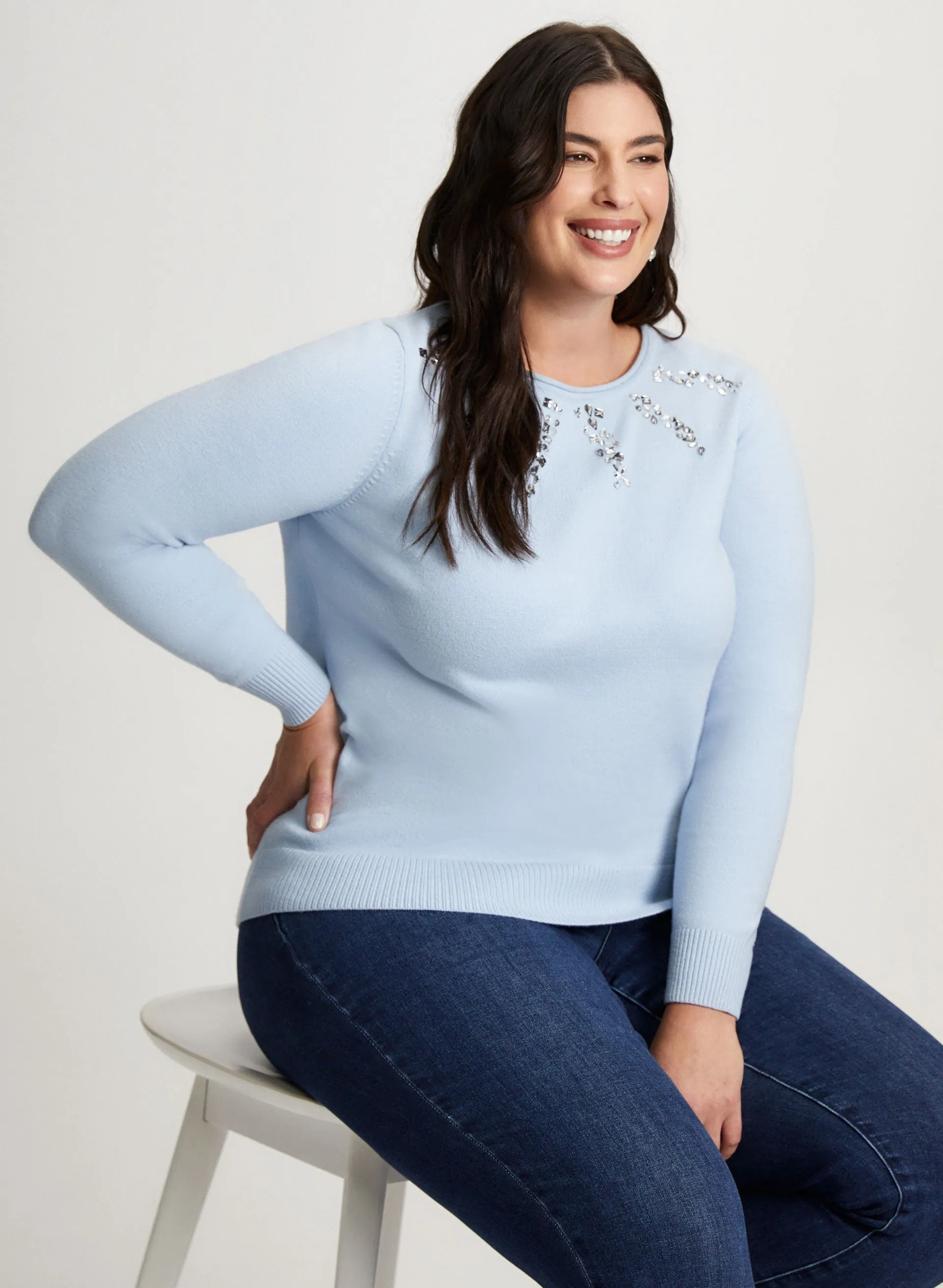 Rhinestone Detail Sweater