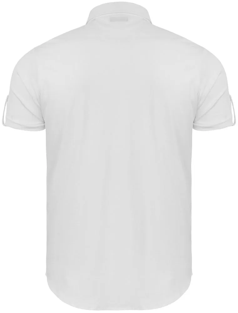 RobertS Jersey Short Sleeve Shirt with Military Pockets in White