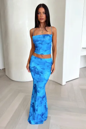 Ryleigh Maxi Skirt - Blue Floral