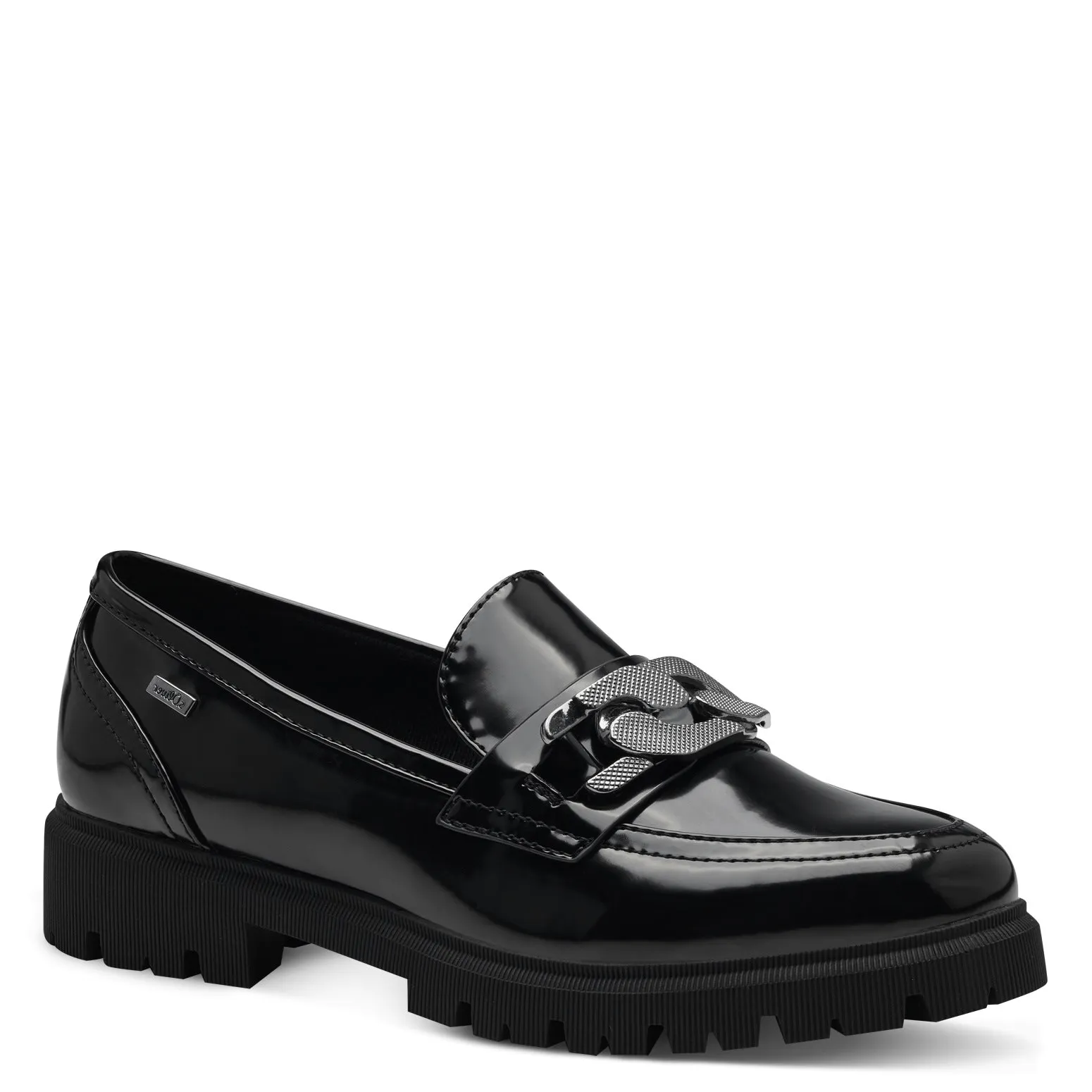 S Oliver Womens Patent Black Loafer 5-24709-43