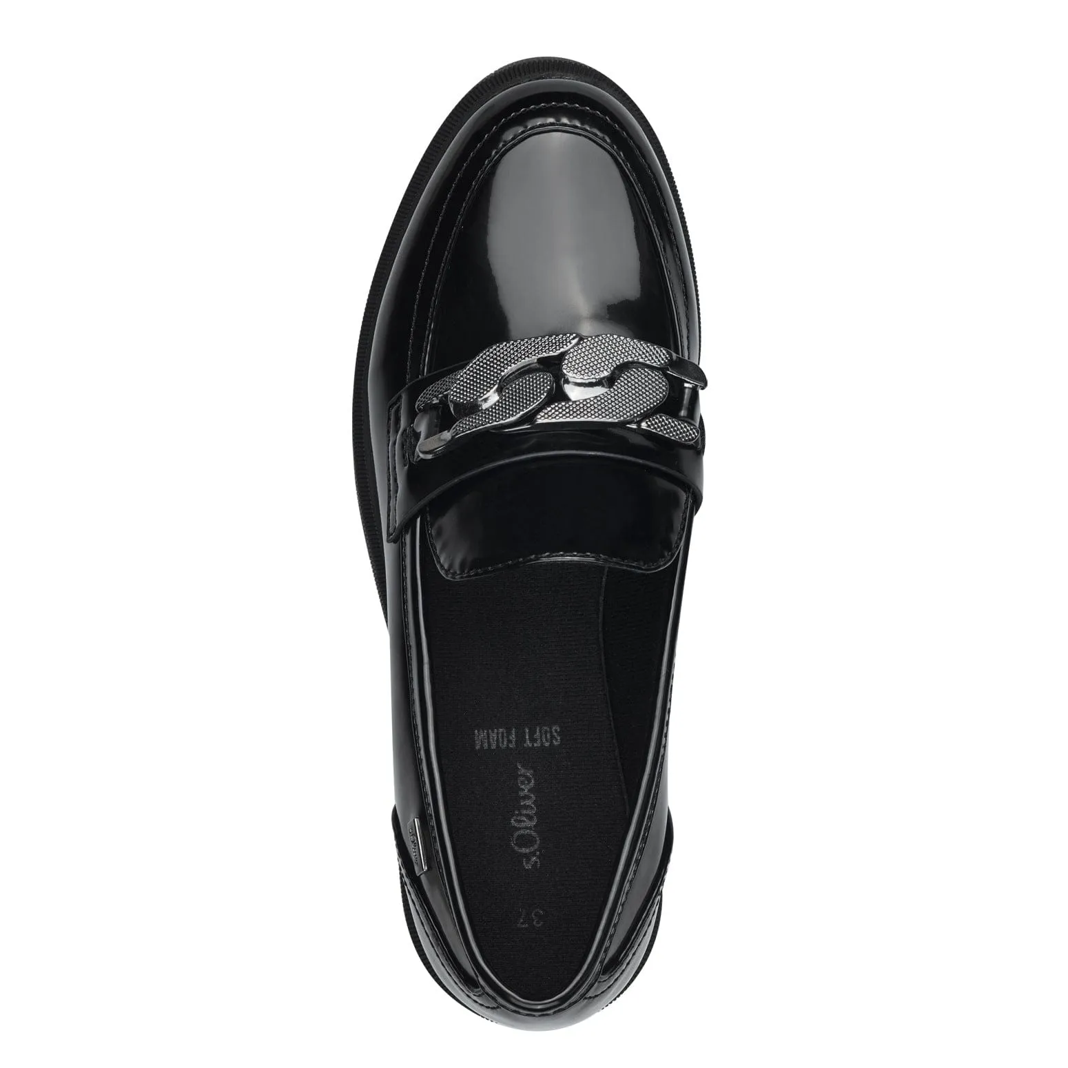 S Oliver Womens Patent Black Loafer 5-24709-43