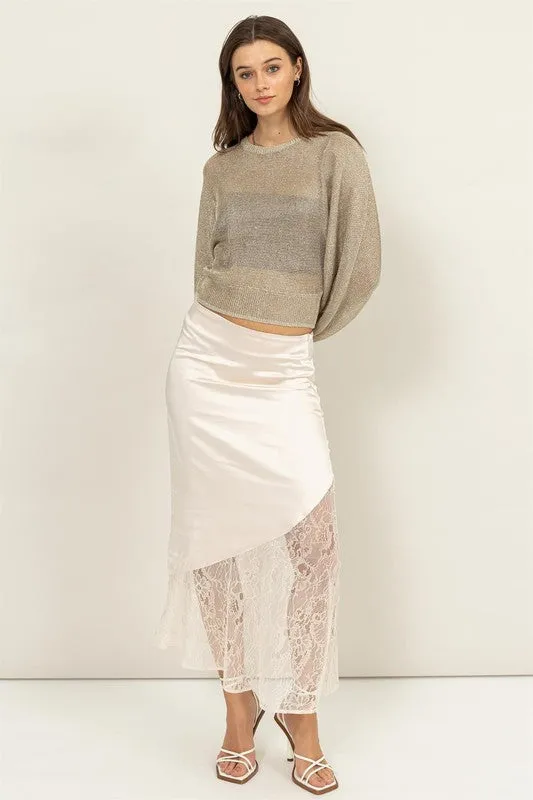 SALE* Satin And Lace Midi Skirt