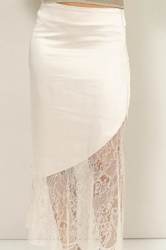 SALE* Satin And Lace Midi Skirt