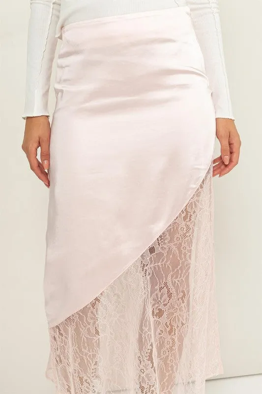 SALE* Satin And Lace Midi Skirt