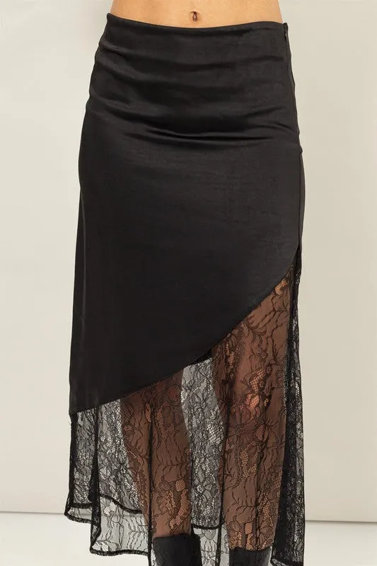 SALE* Satin And Lace Midi Skirt