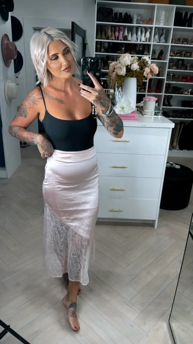 SALE* Satin And Lace Midi Skirt