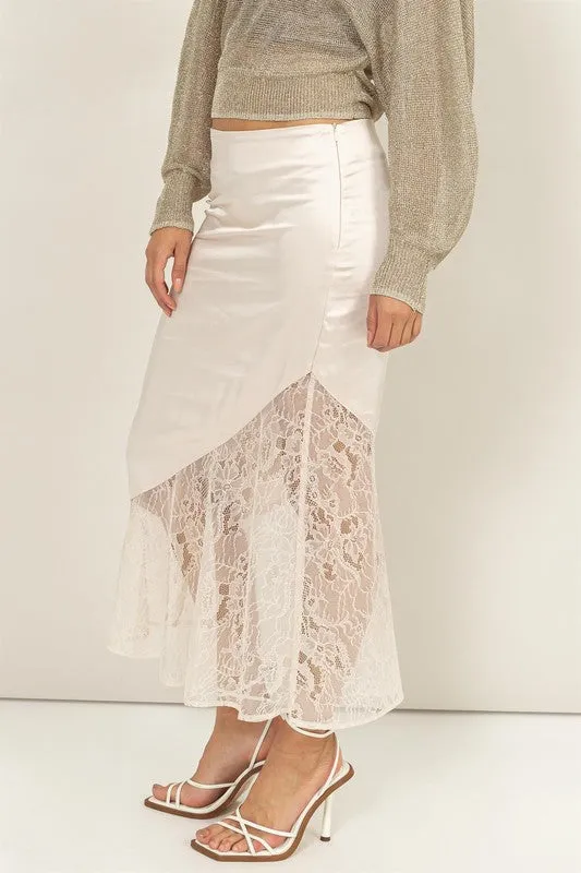 SALE* Satin And Lace Midi Skirt