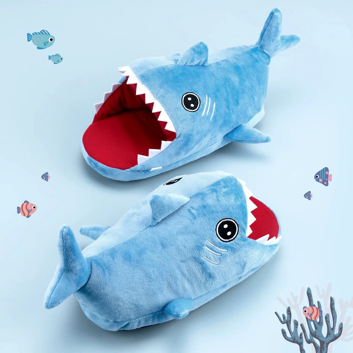 Shark Slippers - Blue Animal Home Shoes for Women