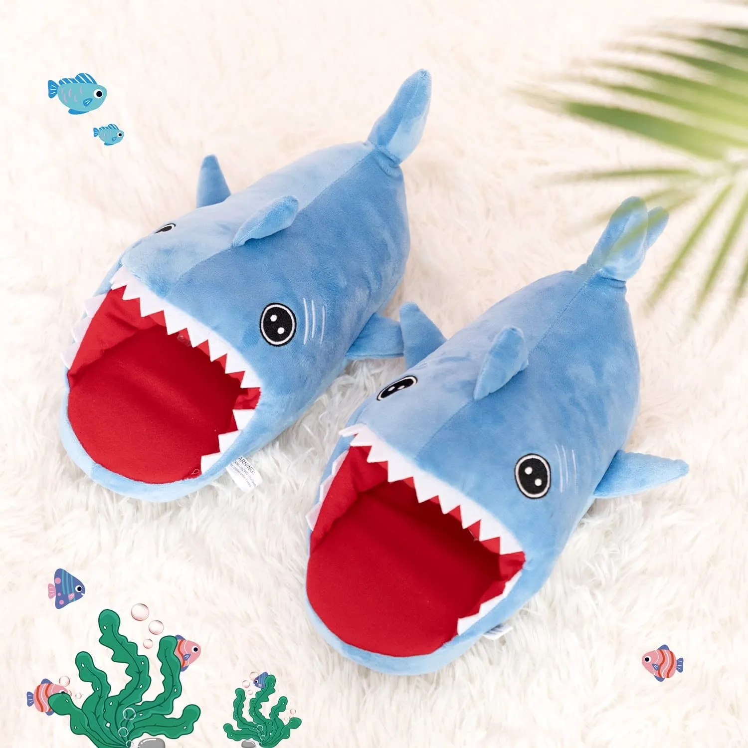 Shark Slippers - Blue Animal Home Shoes for Women
