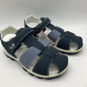 Size 3Y: Primigi Two-Tone Blue Leather Velcro Sandals NEW