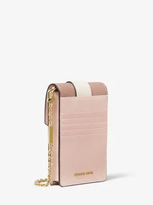 Small Tri-Color Saffiano Leather Smartphone Crossbody Bag
