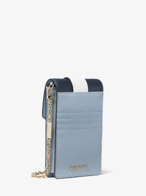 Small Tri-Color Saffiano Leather Smartphone Crossbody Bag