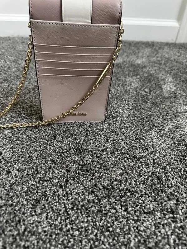 Small Tri-Color Saffiano Leather Smartphone Crossbody Bag