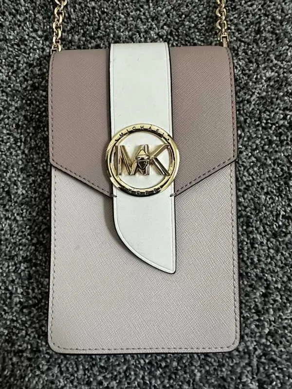 Small Tri-Color Saffiano Leather Smartphone Crossbody Bag
