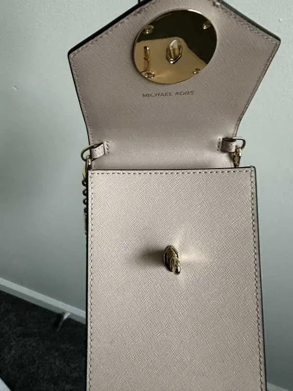 Small Tri-Color Saffiano Leather Smartphone Crossbody Bag