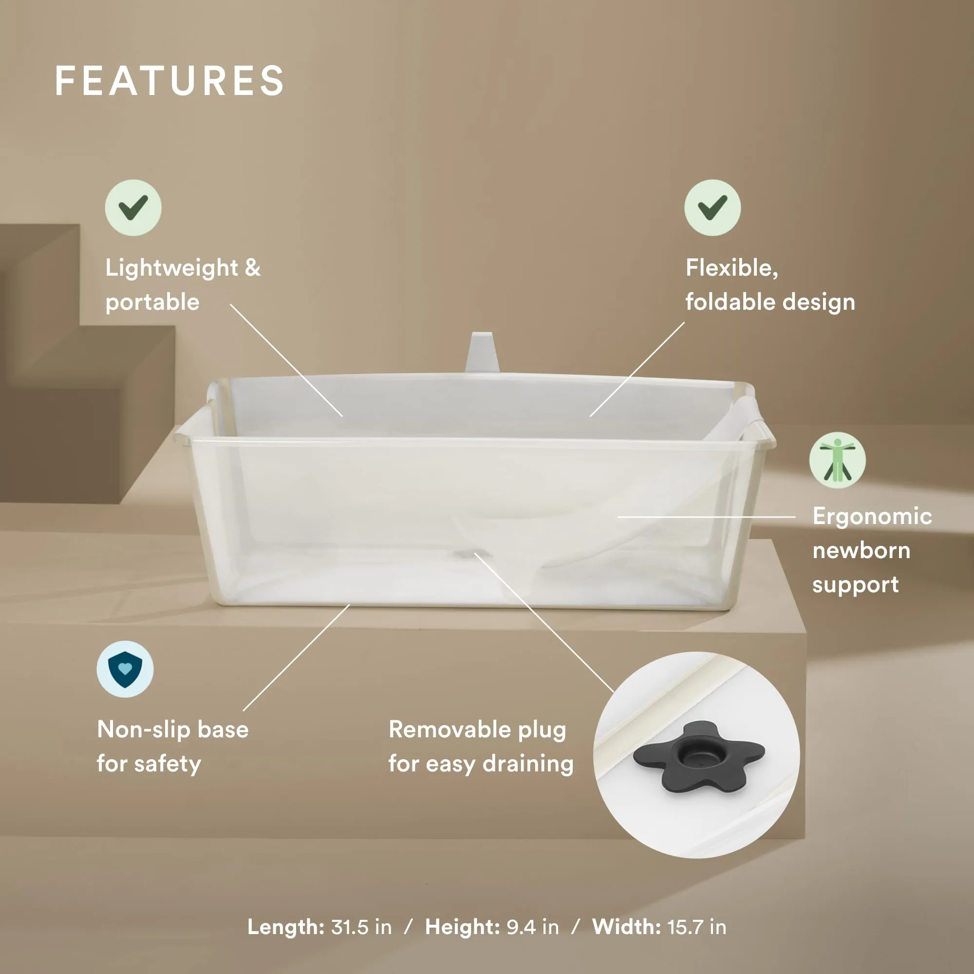 Stokke: Flexi Bath Bundle-Foldable Baby Bathtub Best for Newborns & Babies Up to 48 Months