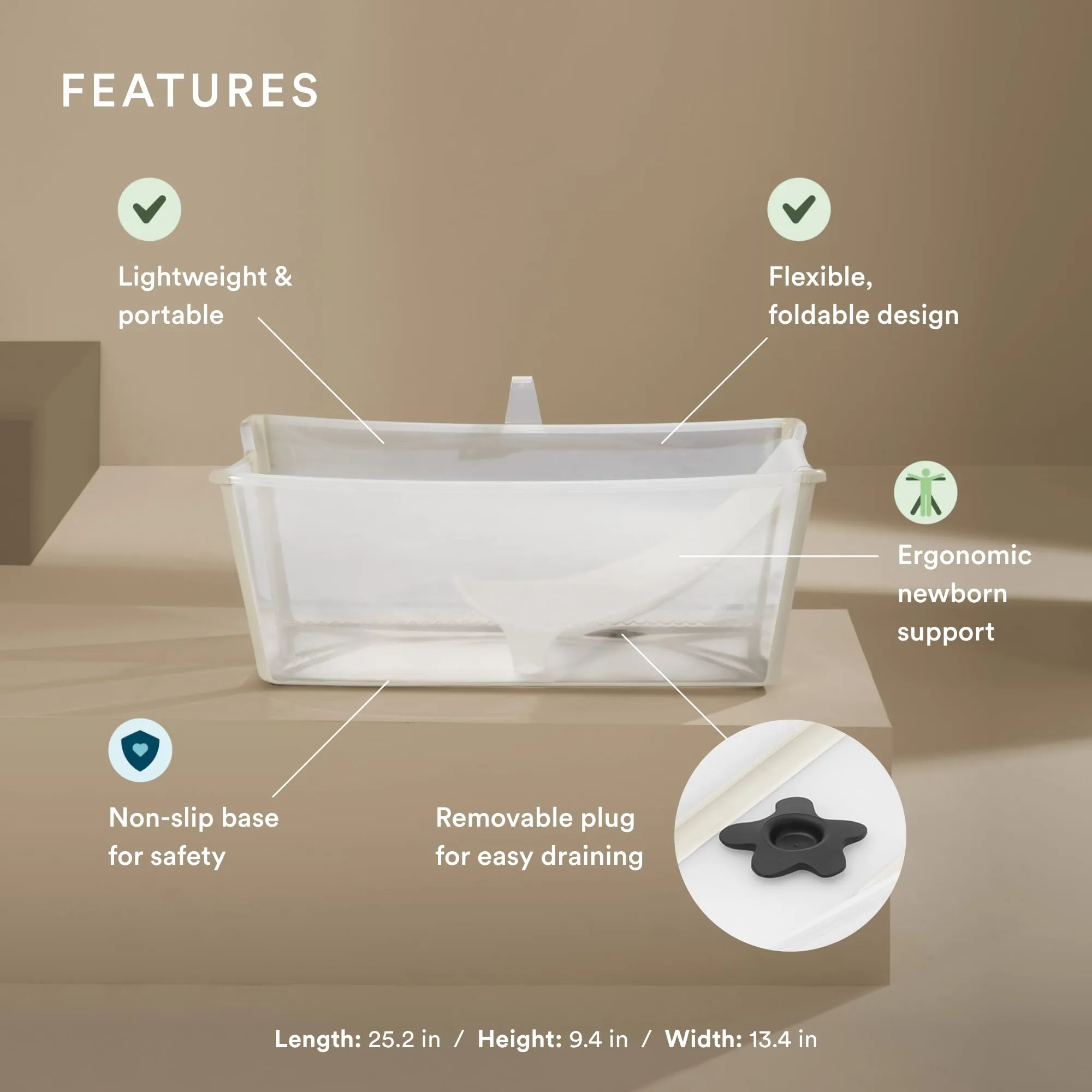 Stokke: Flexi Bath Bundle-Foldable Baby Bathtub Best for Newborns & Babies Up to 48 Months