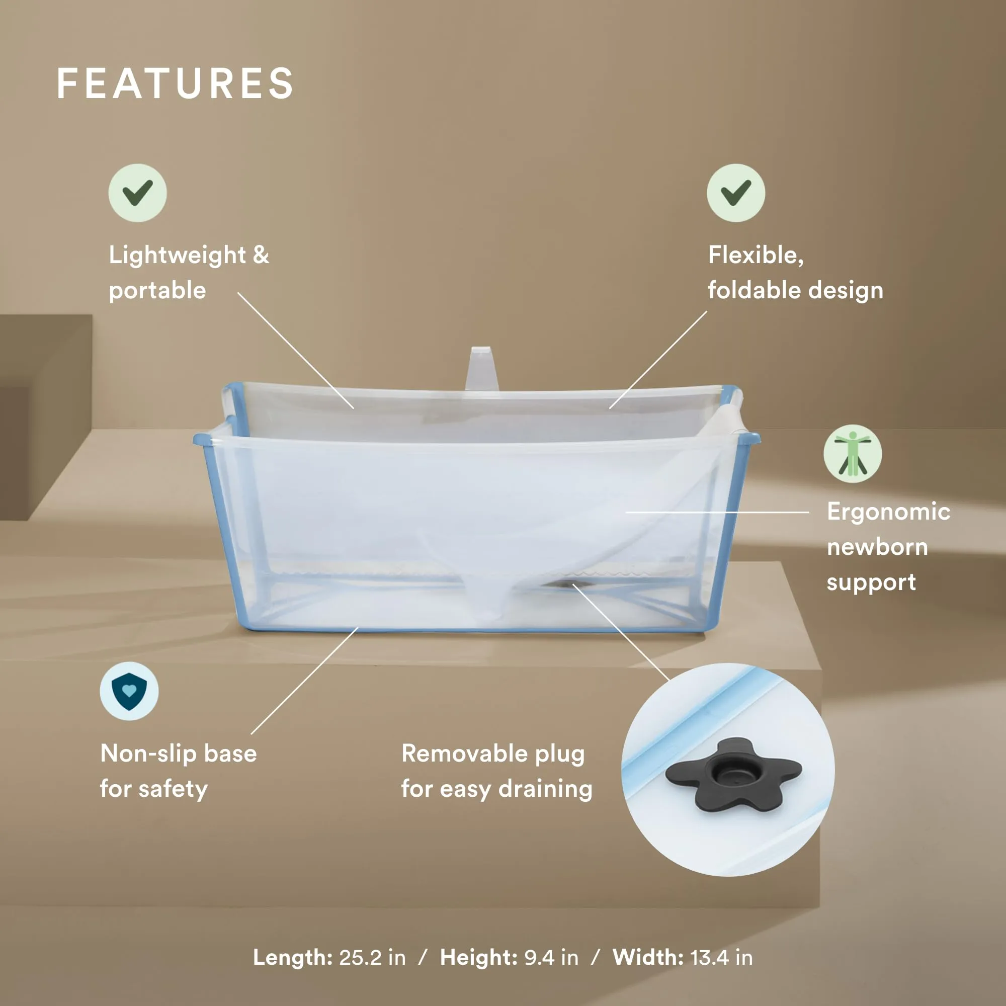 Stokke: Flexi Bath Bundle-Foldable Baby Bathtub Best for Newborns & Babies Up to 48 Months