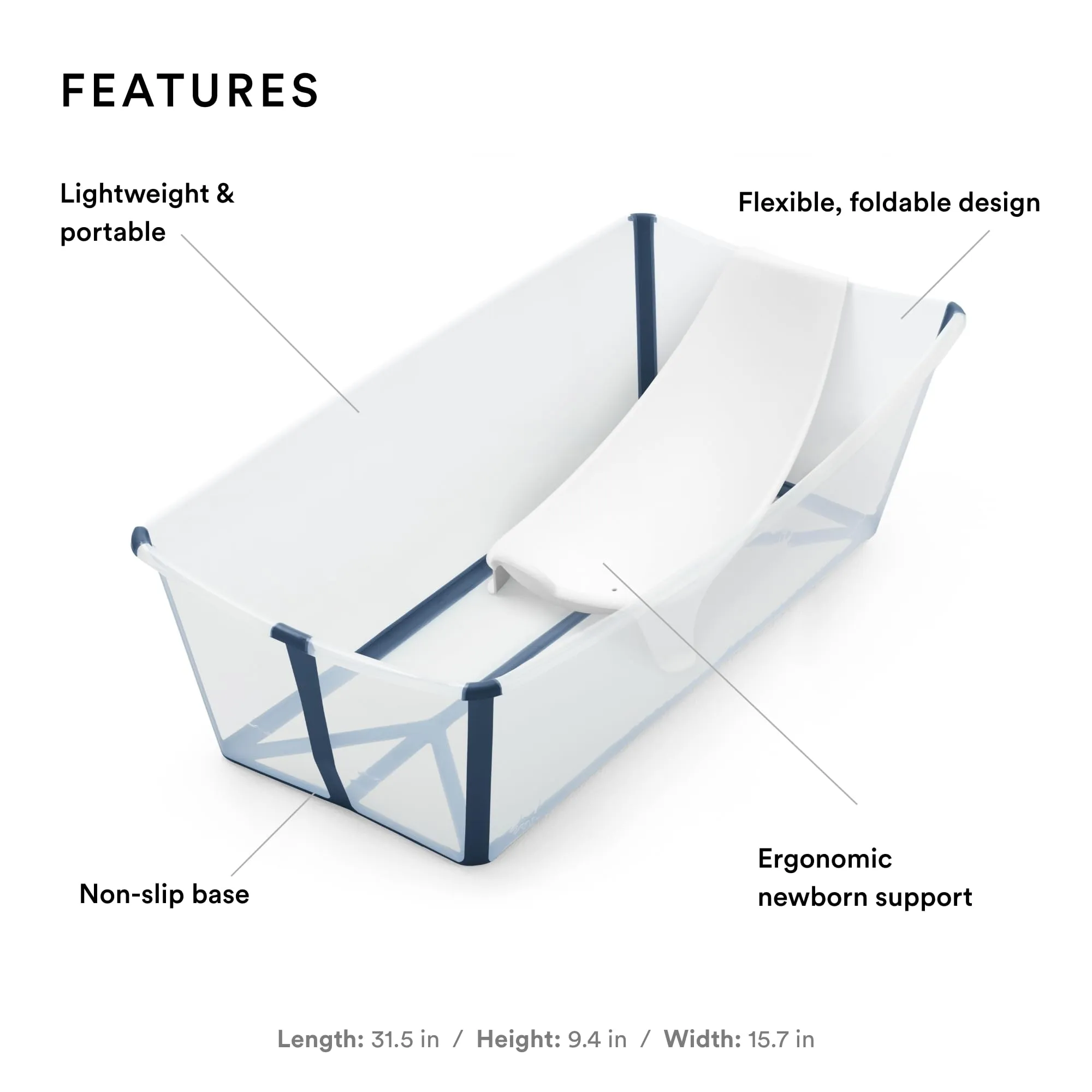 Stokke: Flexi Bath Bundle-Foldable Baby Bathtub Best for Newborns & Babies Up to 48 Months