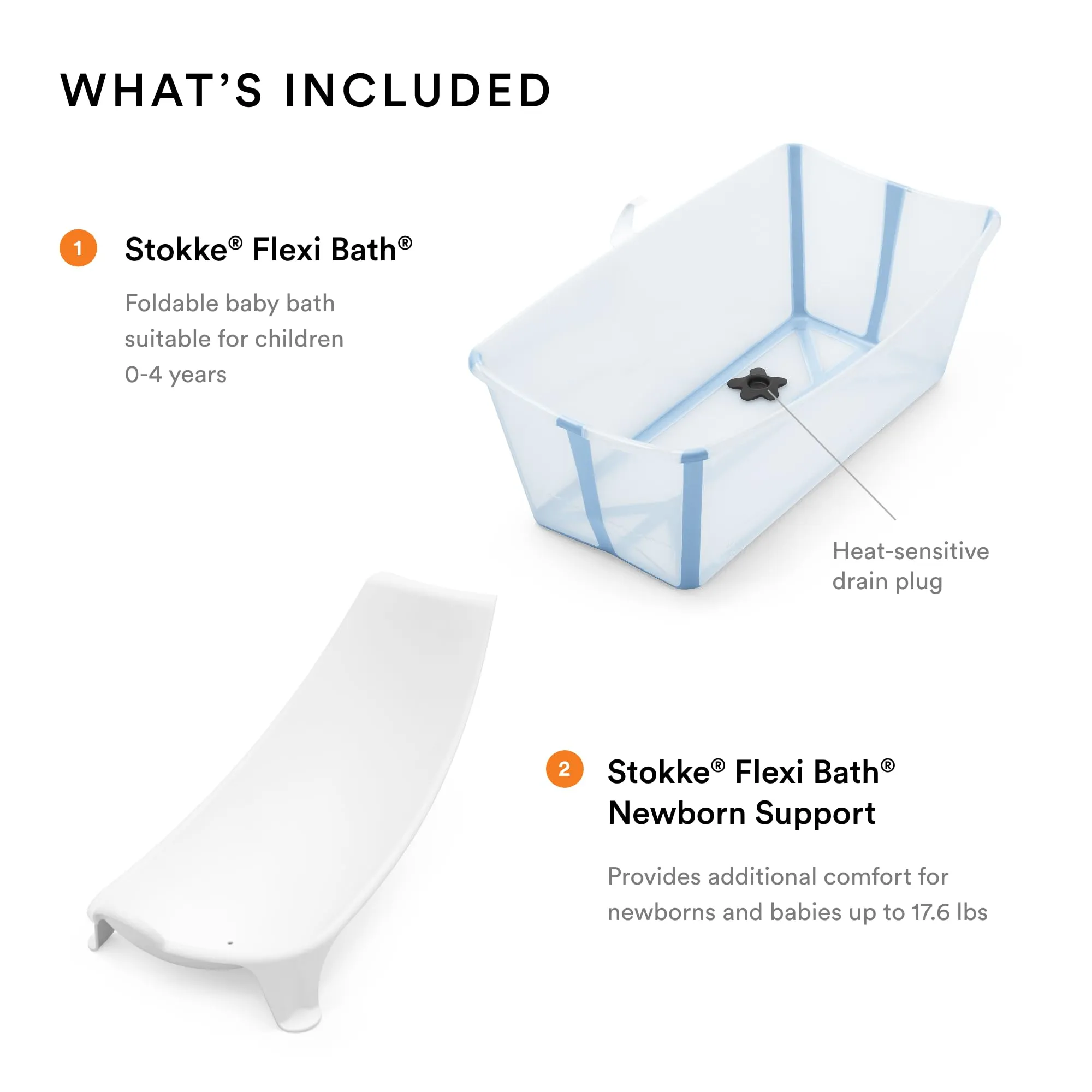 Stokke: Flexi Bath Bundle-Foldable Baby Bathtub Best for Newborns & Babies Up to 48 Months