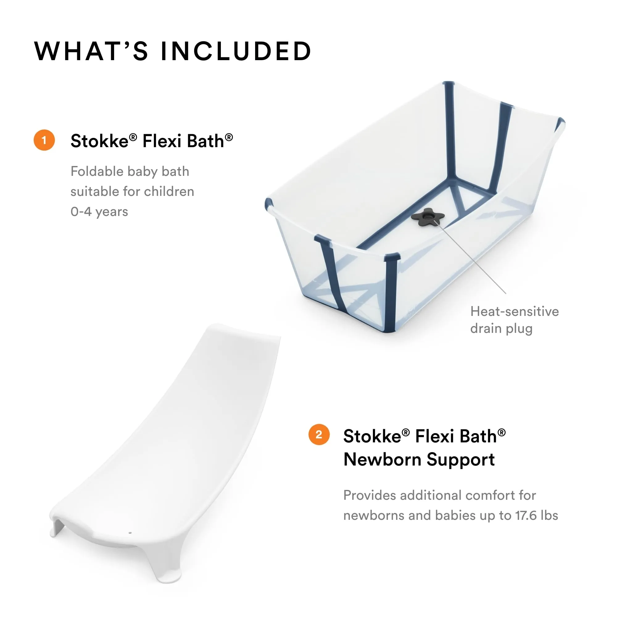 Stokke: Flexi Bath Bundle-Foldable Baby Bathtub Best for Newborns & Babies Up to 48 Months