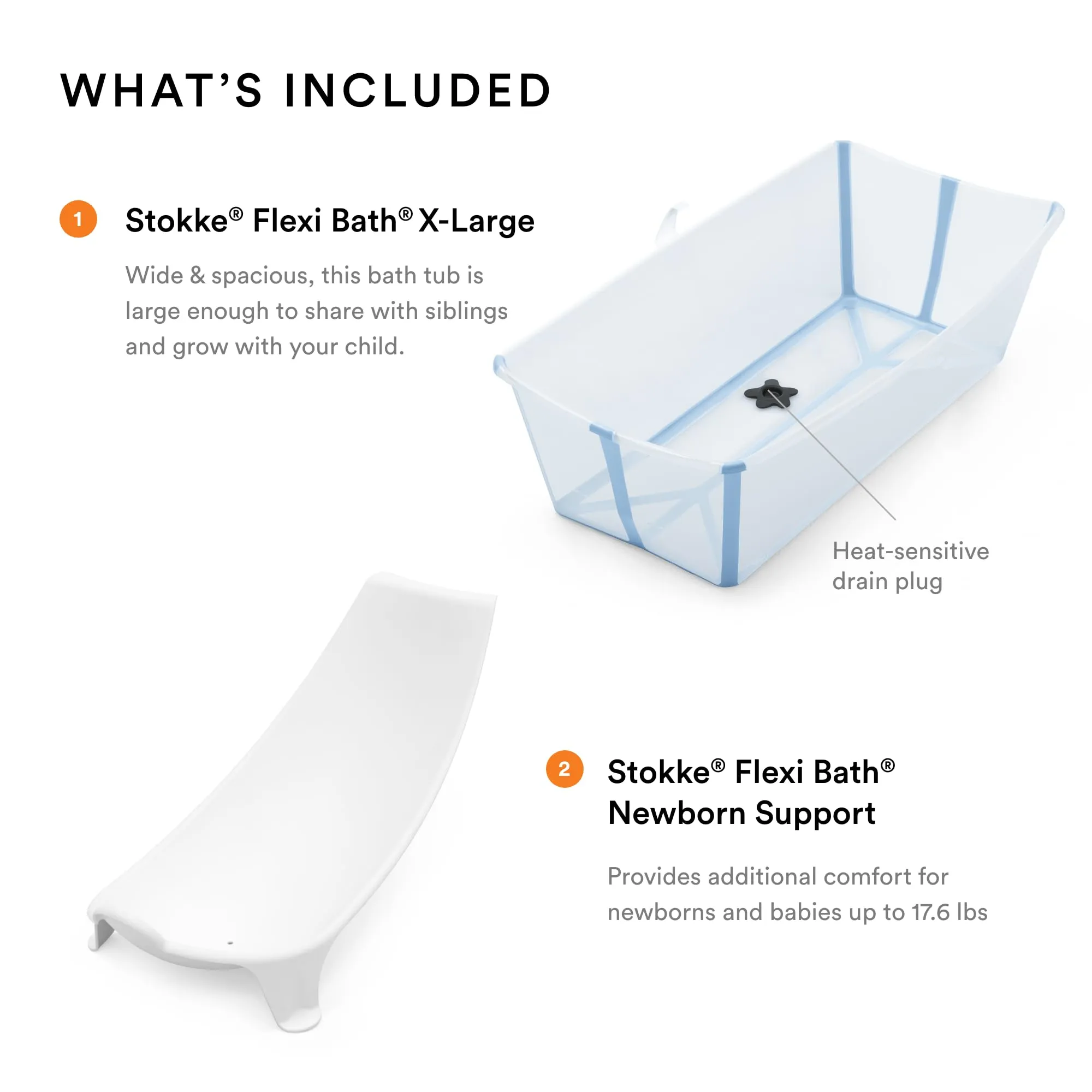 Stokke: Flexi Bath Bundle-Foldable Baby Bathtub Best for Newborns & Babies Up to 48 Months