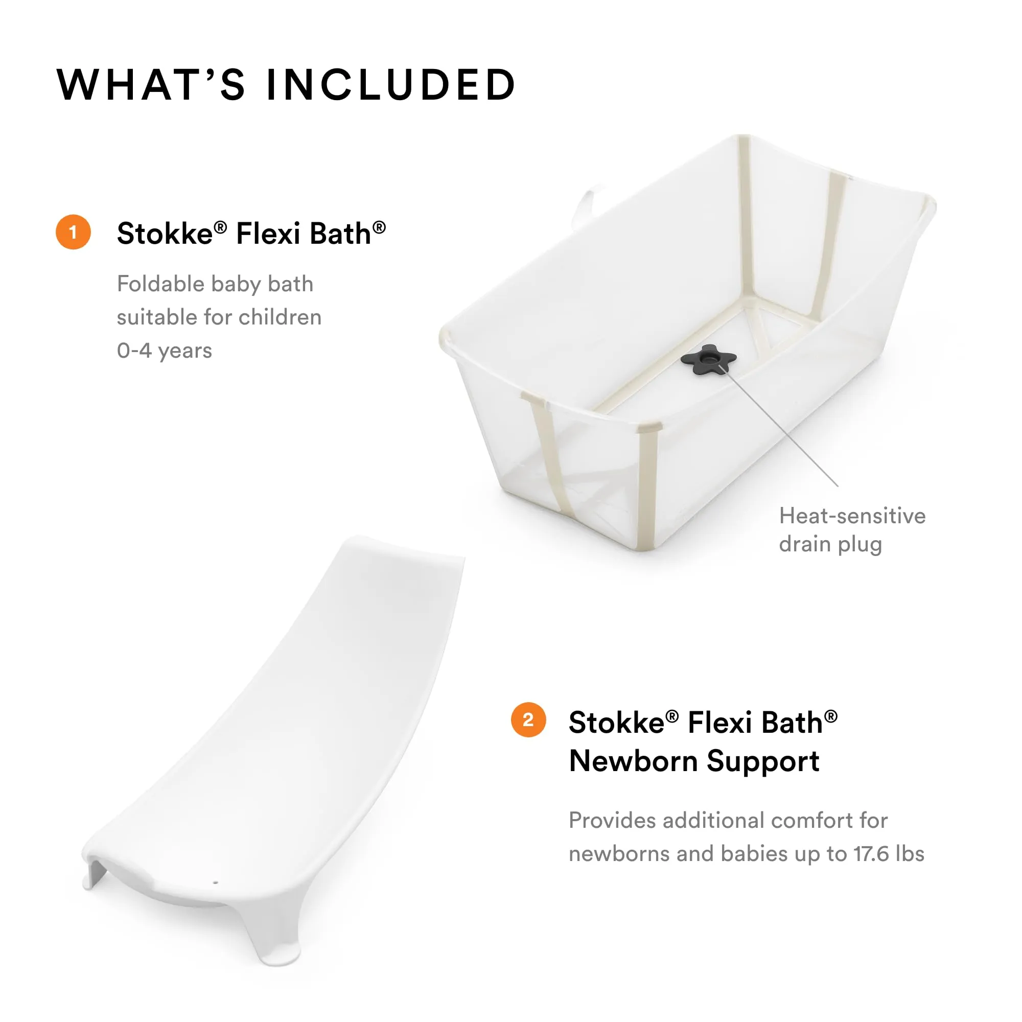Stokke: Flexi Bath Bundle-Foldable Baby Bathtub Best for Newborns & Babies Up to 48 Months