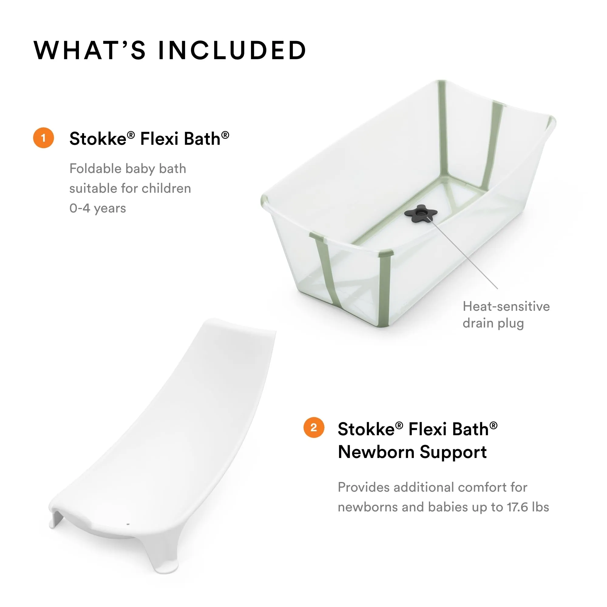 Stokke: Flexi Bath Bundle-Foldable Baby Bathtub Best for Newborns & Babies Up to 48 Months