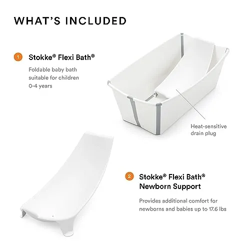 Stokke: Flexi Bath Bundle-Foldable Baby Bathtub Best for Newborns & Babies Up to 48 Months