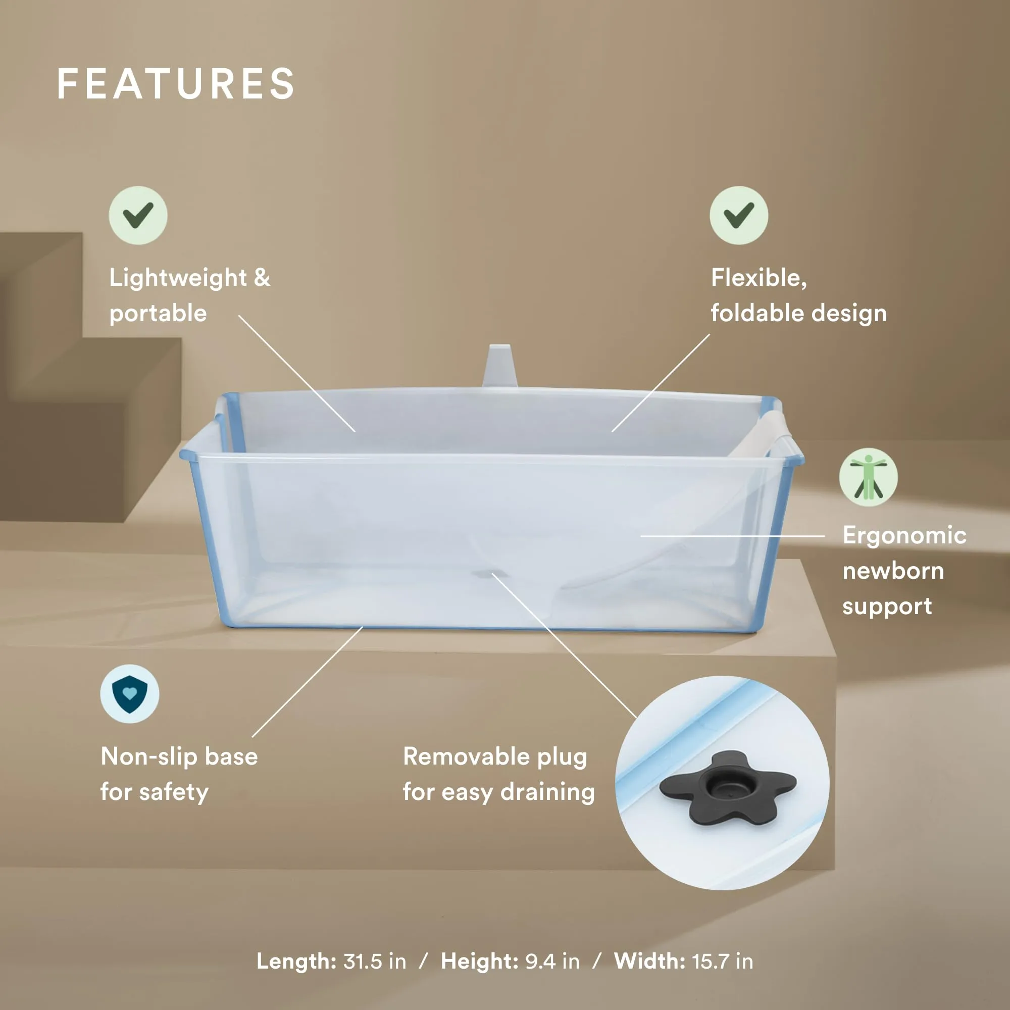 Stokke: Flexi Bath Bundle-Foldable Baby Bathtub Best for Newborns & Babies Up to 48 Months