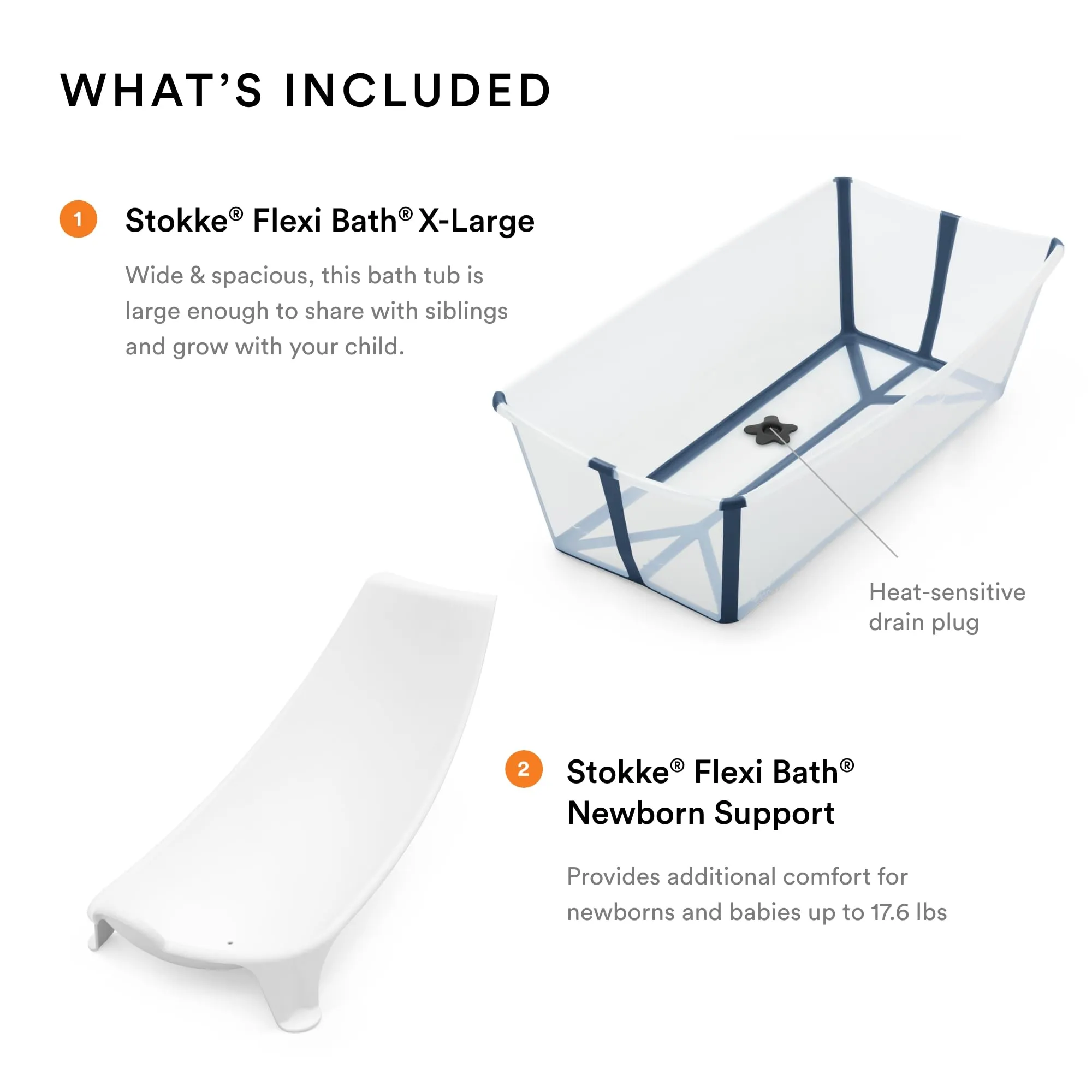 Stokke: Flexi Bath Bundle-Foldable Baby Bathtub Best for Newborns & Babies Up to 48 Months