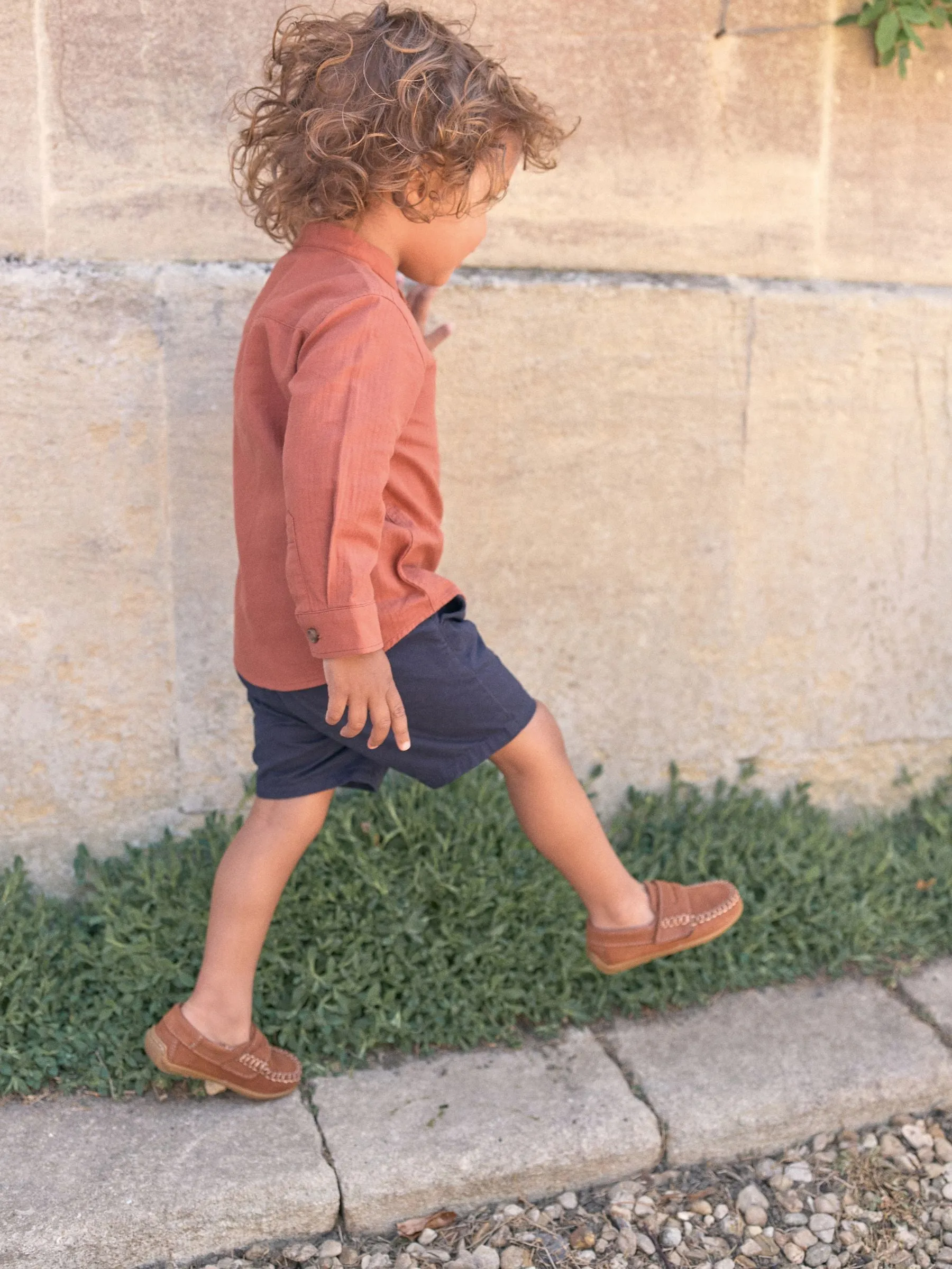Tan Brown Standard Fit (F) Leather Penny Loafers with Touch and Close Fastening
