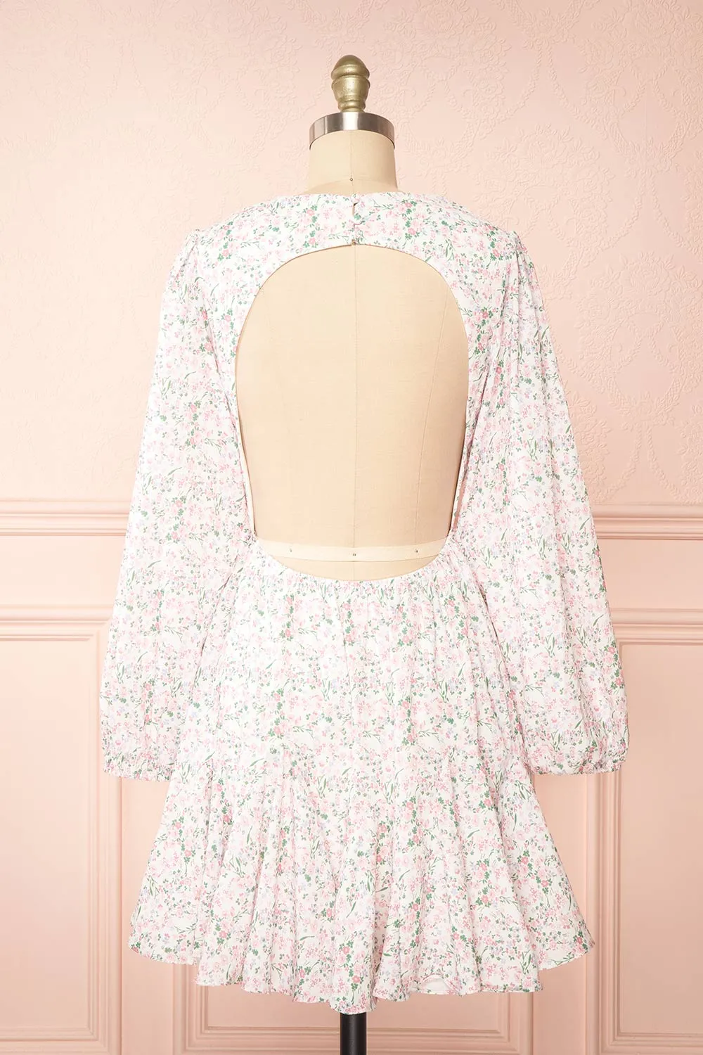 Teca | Short Floral Dress w/ Open Back