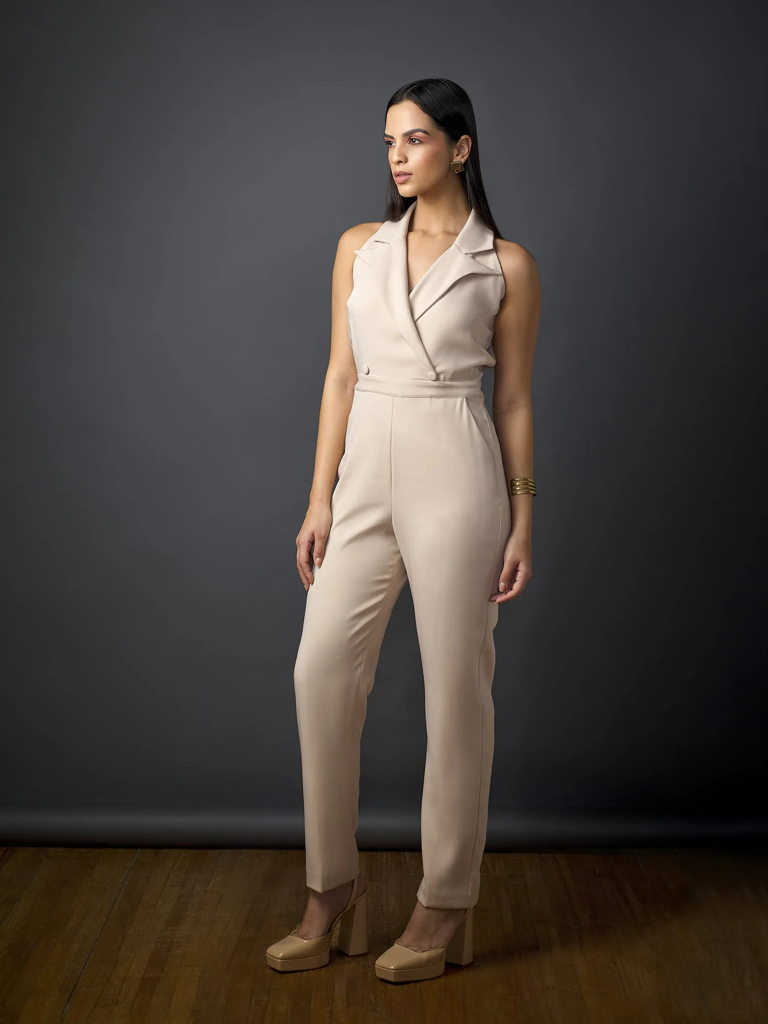 Teresa Collared Jumpsuit-Ivory
