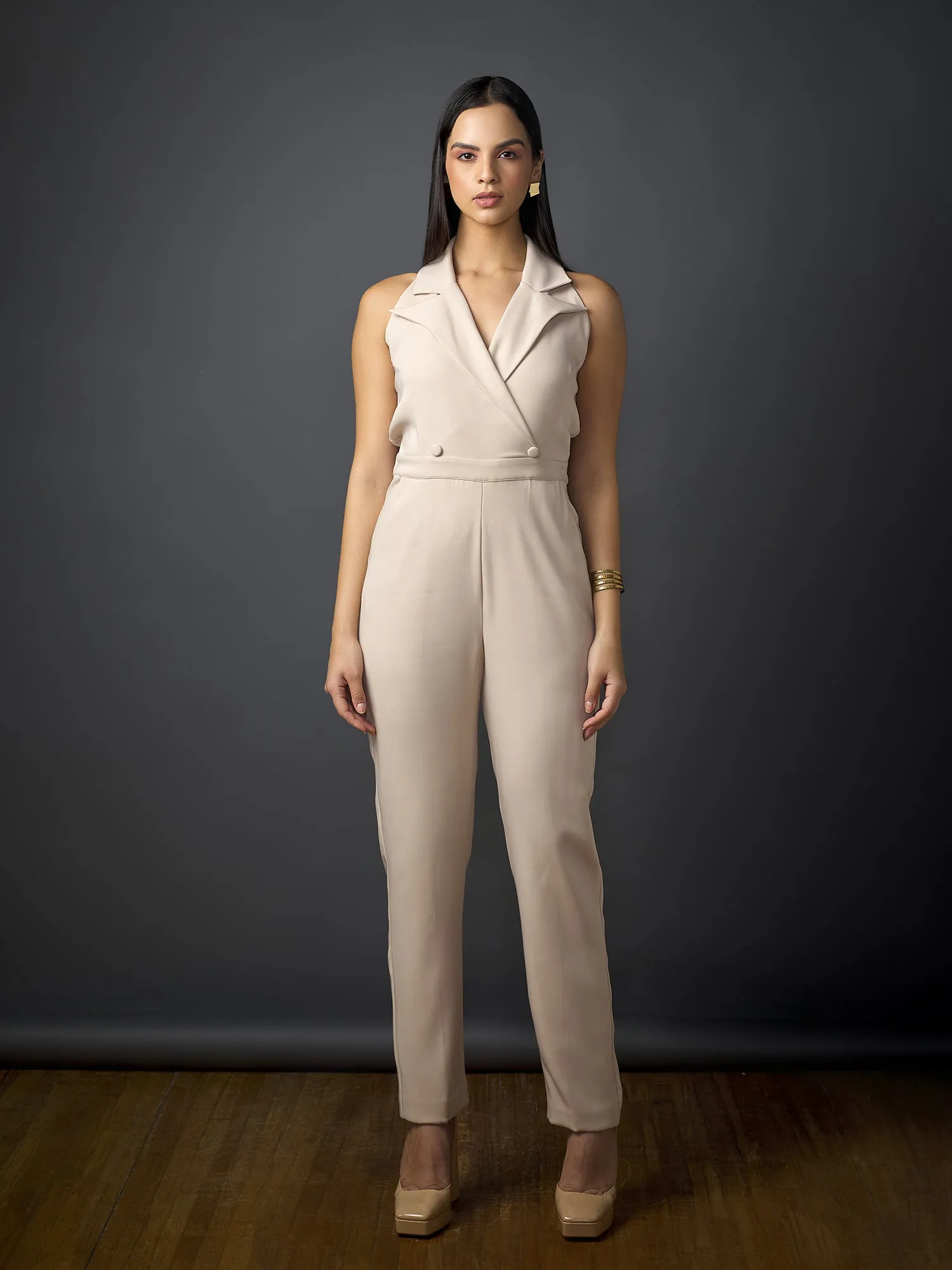 Teresa Collared Jumpsuit-Ivory