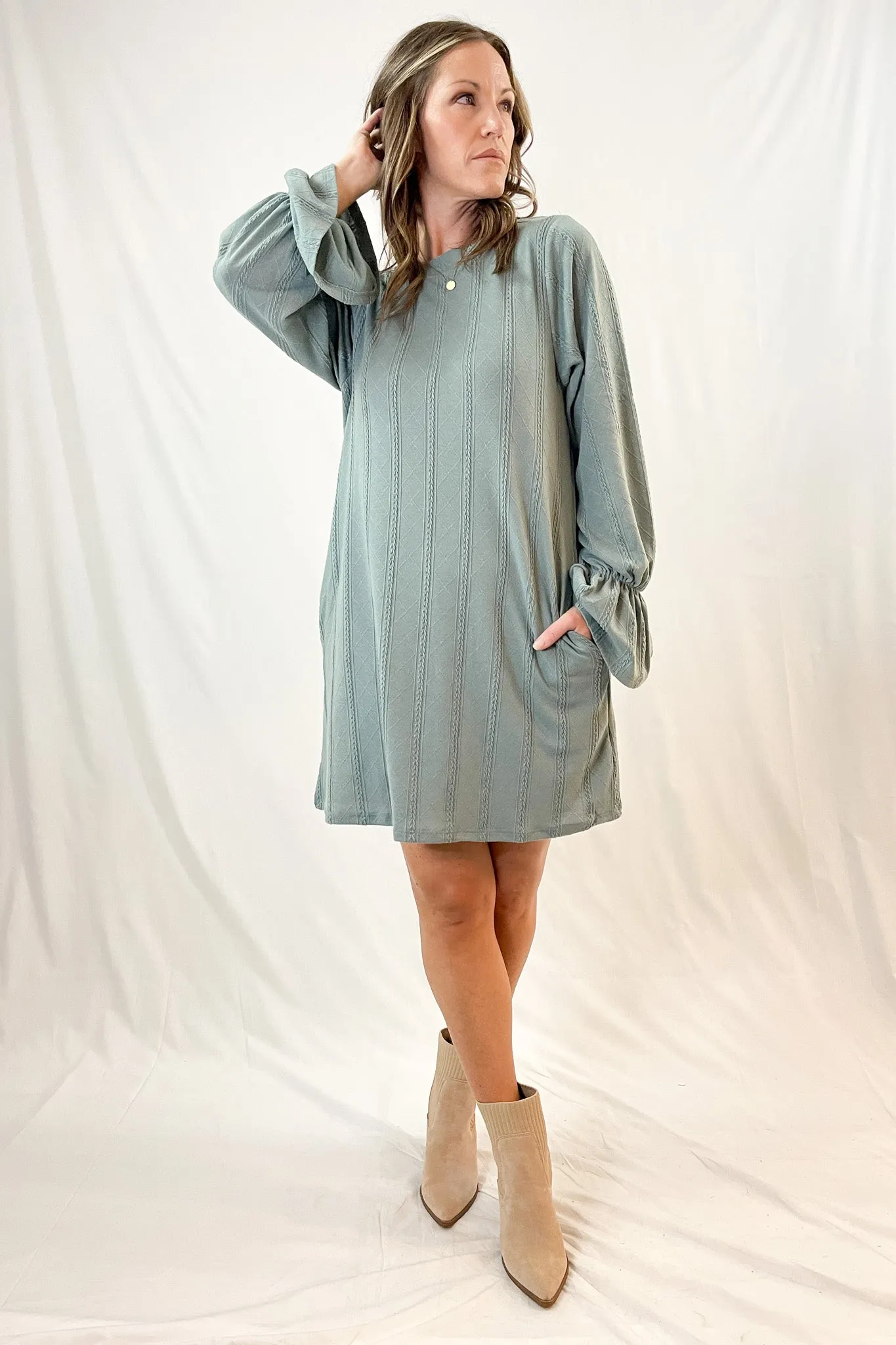 Textured Knit Bell Sleeve Dress | 5 Colors | All Sales Final