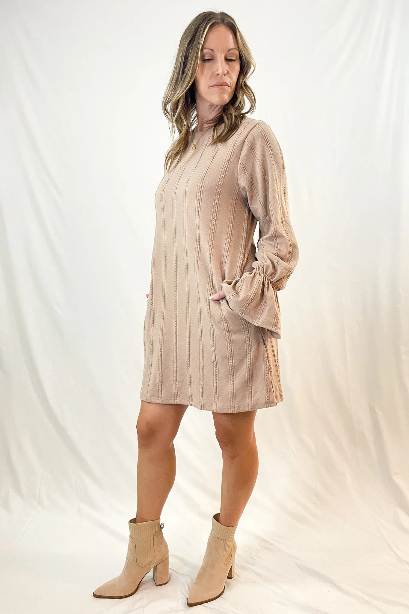 Textured Knit Bell Sleeve Dress | 5 Colors | All Sales Final