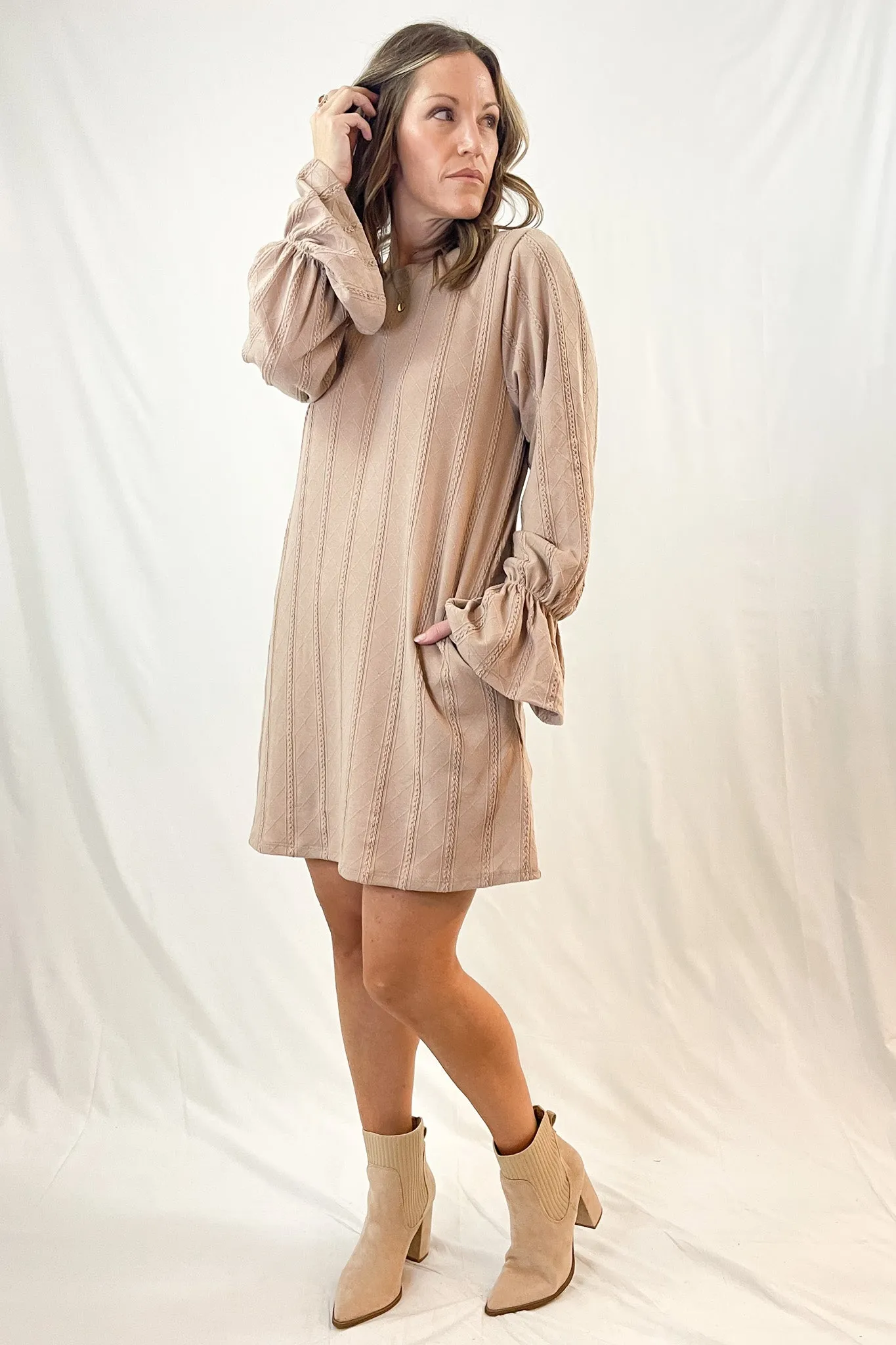 Textured Knit Bell Sleeve Dress | 5 Colors | All Sales Final